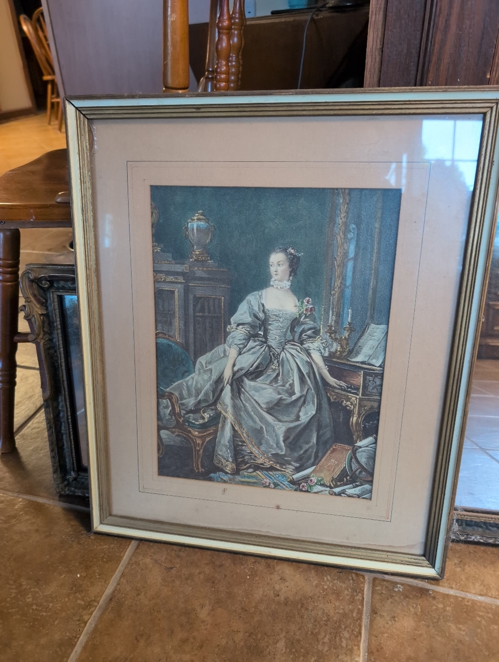 Framed Vintage Portrait Print - Woman in Blue Gown